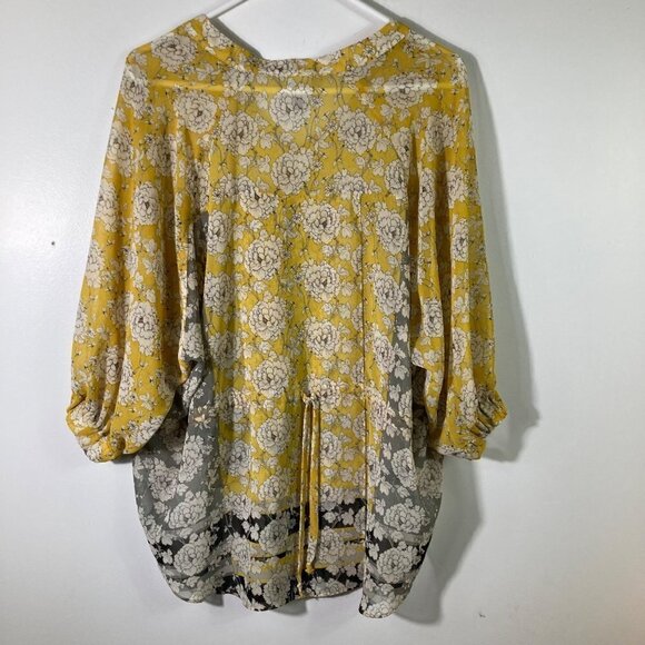 Womens Cabi Amelia‎ Gather V Neck Hi Lo Floral Top Tie Back S - Picture 2 of 10